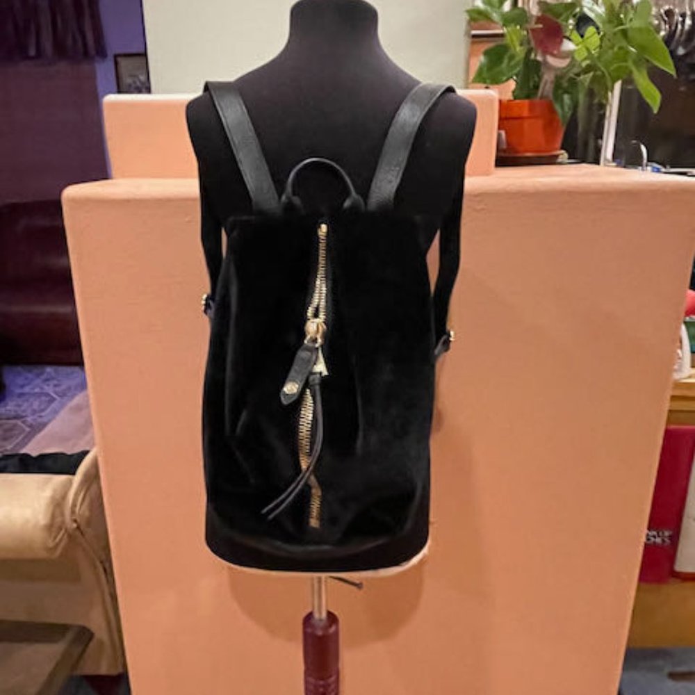 Aimee Kestenberg TAMITHA Backpack with Black Velvet & Black Leather